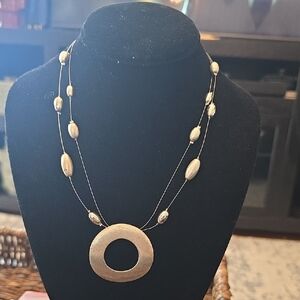 Chico's Silver Necklace with Oval Beads